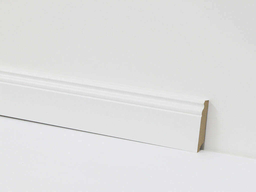 Equipped skirting 70mm 0029 White With bevel (Berlin skirting)
