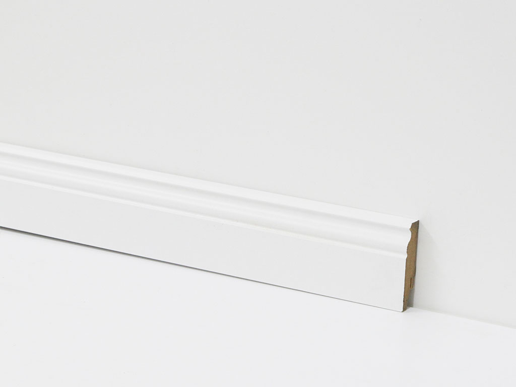 Equipped skirting 90mm 0031 White With bevel (Berlin skirting)
