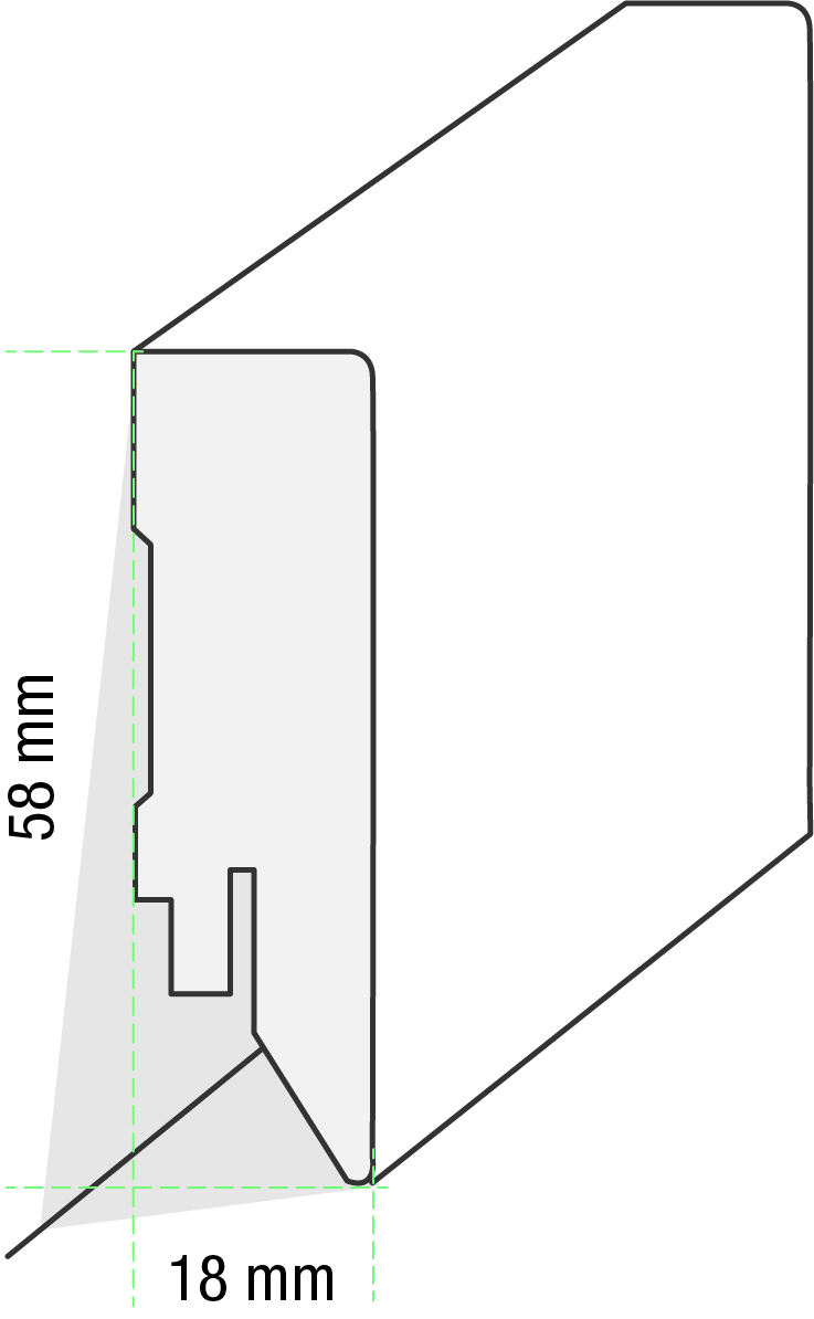 Equipped skirting 58mm 0038 White (Weimar skirting)