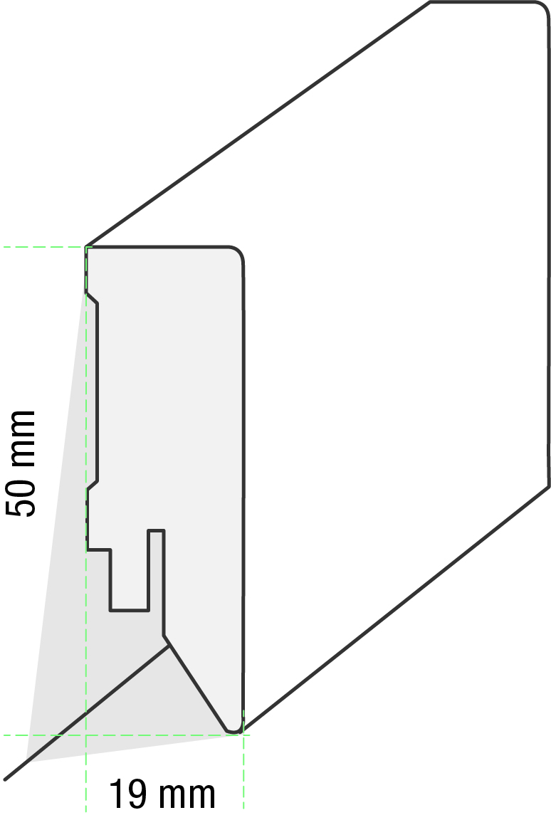 Equipped skirting 50mm 0037 White (Weimar skirting)